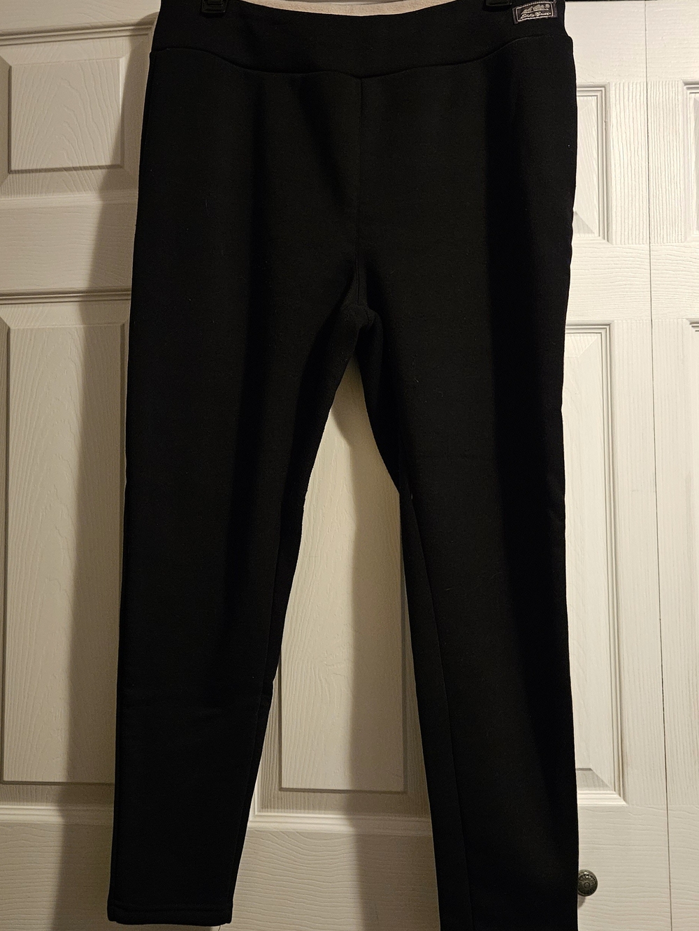 Eddie Bauer Women Pull-on Faux Sherling bonded Lined Leggings. Black Size XL